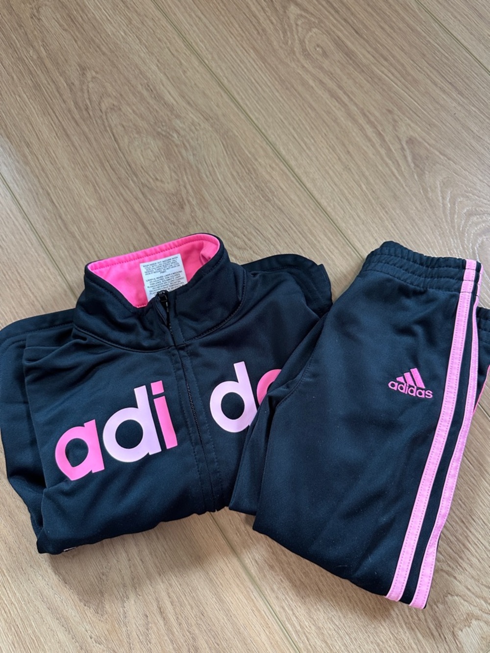 adidas Black & Pink Logo Track Jacket and Pants Set